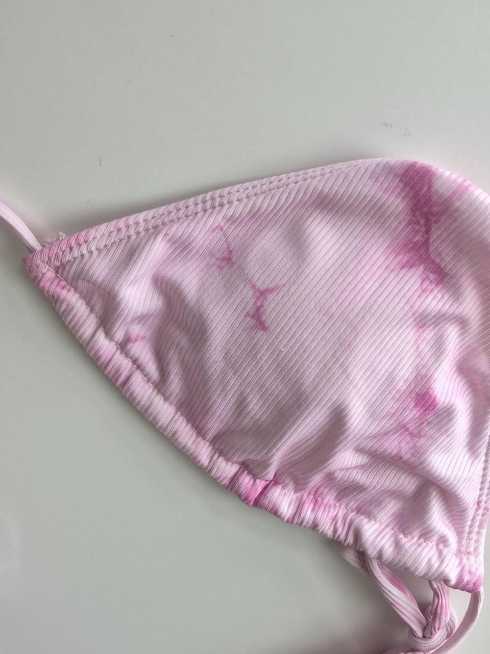 Light Pink Ribbed Triangle Bikini Top - Picture 3 of 5